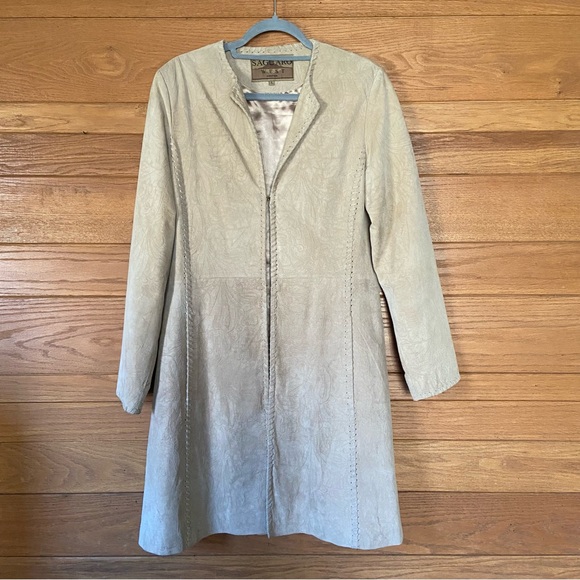 Vintage 90s Y2K Saguaro West by Roper leather suede boho longline jacket - Picture 1 of 9